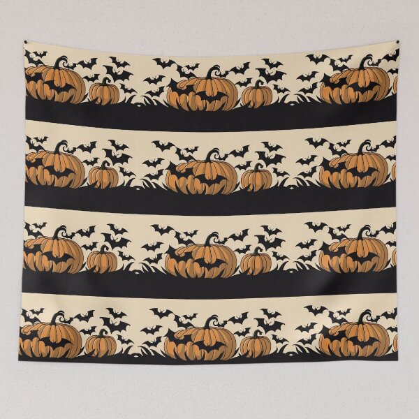 Item preview, Halloween Jack O Lantern Flying Bats Illustration designed and sold by CoffeeIsATrip.