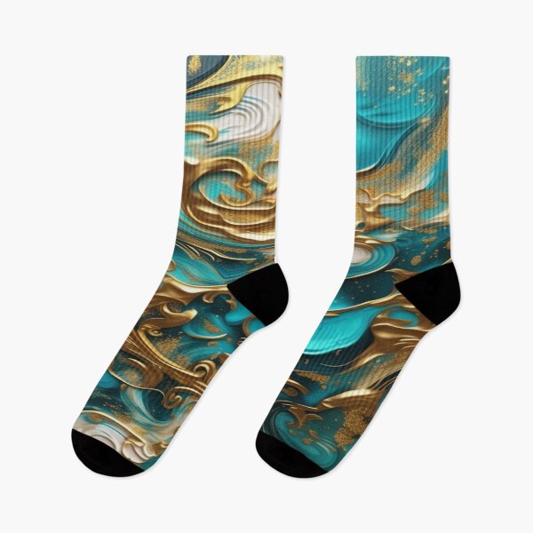 Item preview, Abstract Turquoise and Gold Swirls   designed and sold by BirdsnStuff.