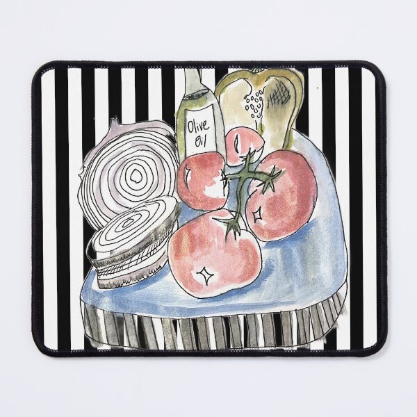 Item preview, Olive Oil and Veg Board Watercolor on Stripes designed and sold by bloomingvine.