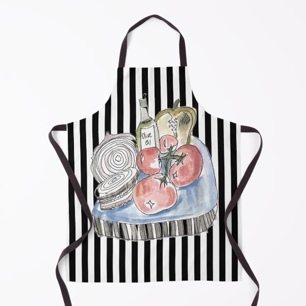 Item preview, Olive Oil and Veg Board Watercolor on Stripes designed and sold by bloomingvine.