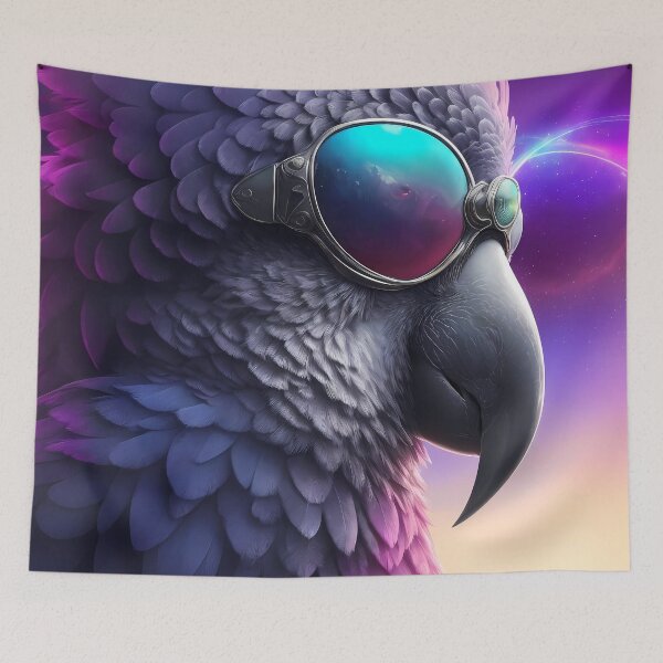 Item preview, African Grey Parrot epic fantasy Aviator designed and sold by purrfect pattern.