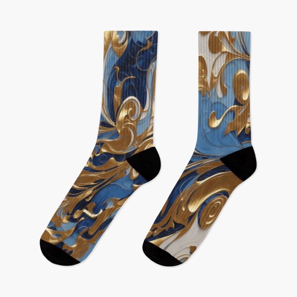 Item preview, Abstract Blue and Gold Swirls   designed and sold by BirdsnStuff.