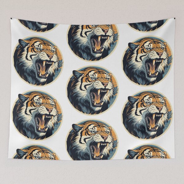 Item preview, Retro Tiger Head Vector Illustration designed and sold by BombasticBubble.