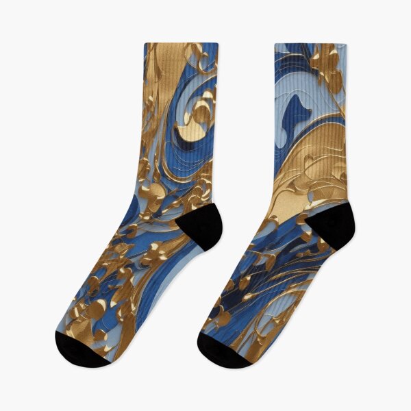 Item preview, Abstract Blue and Gold Swirls   designed and sold by BirdsnStuff.