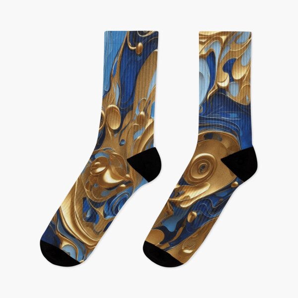 Item preview, Abstract Blue and Gold Swirls   designed and sold by BirdsnStuff.