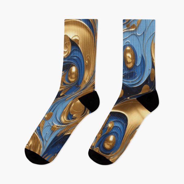 Item preview, Abstract Blue and Gold Swirls   designed and sold by BirdsnStuff.