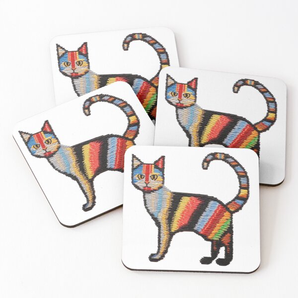 Item preview, Colorful Embroidered Cat designed and sold by Creation Artful.