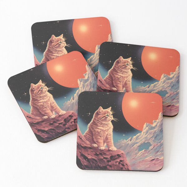 Item preview, Ginger Cat and Cosmic Landscape with Planet and Starry Night Sky with Shining Stars designed and sold by Je-we.
