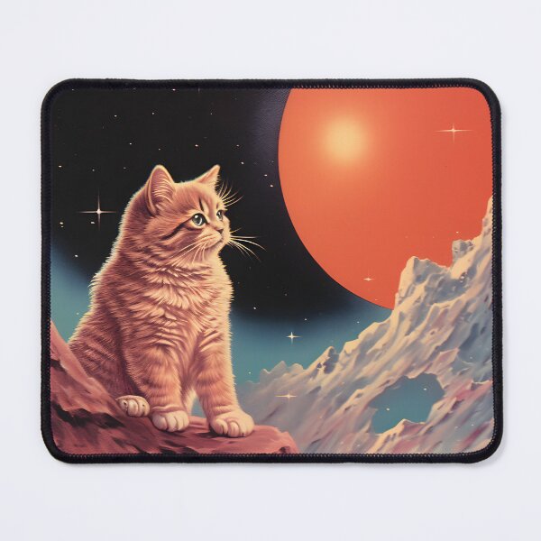 Item preview, Ginger Cat and Cosmic Landscape with Planet and Starry Night Sky with Shining Stars designed and sold by Je-we.