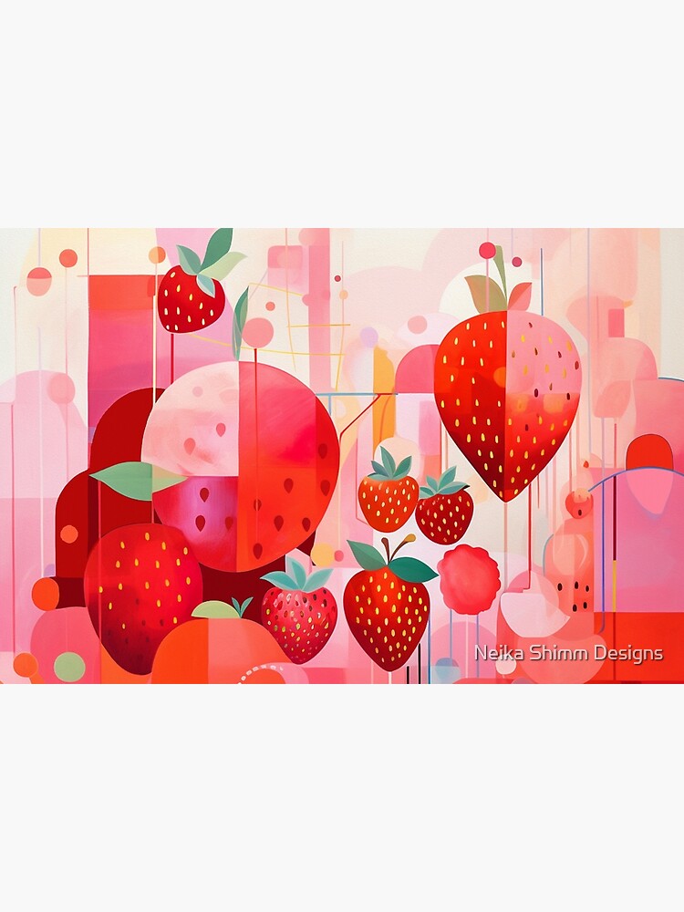 Disover Sweet Strawberries in Abstract Bath Mat