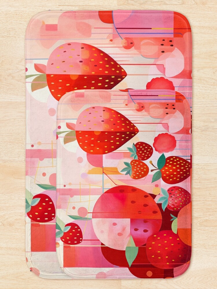 Discover Sweet Strawberries in Abstract Bath Mat