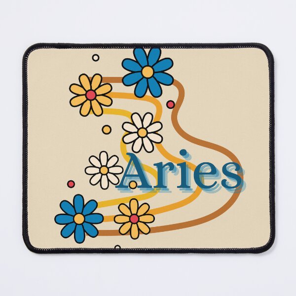 Item preview, Aries Zodiac Sign Retro, Aries Aesthetic Flower Design designed and sold by WittyWomenByCat.