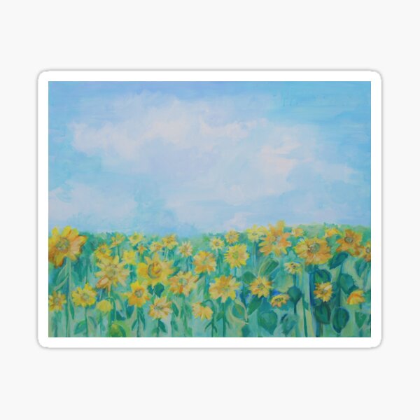 Smiling Sunflower Field Sticker