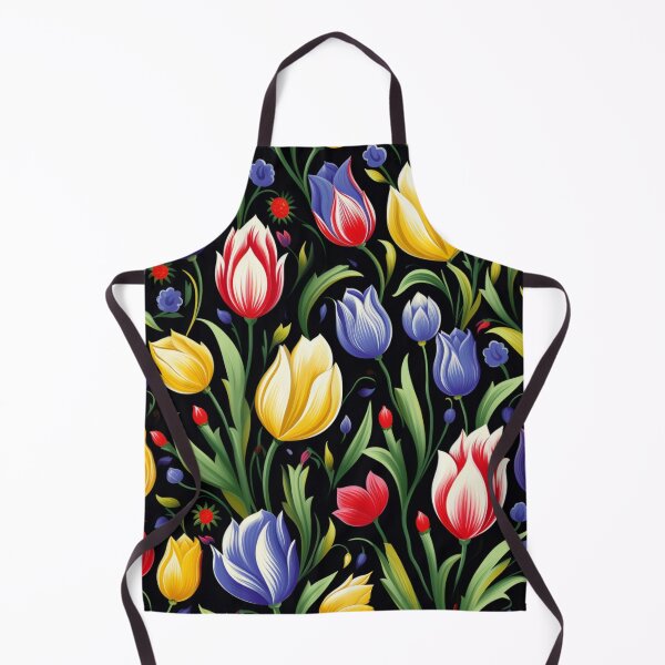 Item preview, Colorful fantasy pattern black white red green yellow purple ornaments tulips designed and sold by G-M-Designs.