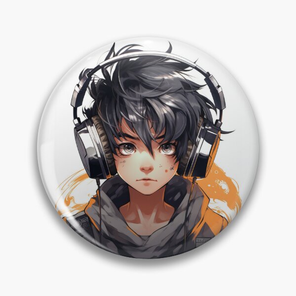 Anime Boy Headphones Pins and Buttons for Sale Redbubble