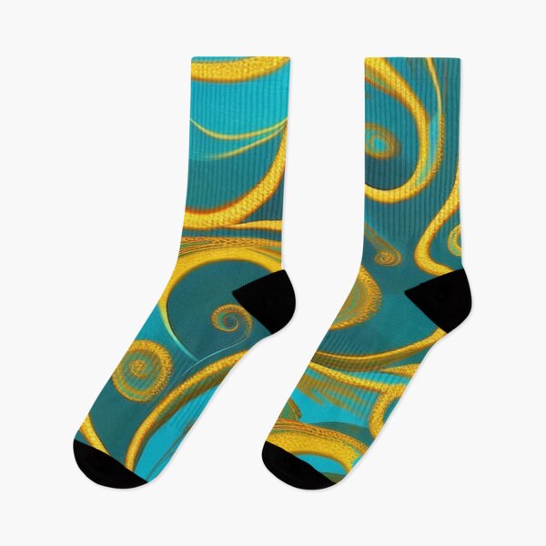 Item preview, Abstract Teal and Gold Swirls   designed and sold by BirdsnStuff.