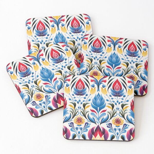Item preview, Colorful fantasy pattern black white red green yellow blue purple ornaments designed and sold by G-M-Designs.