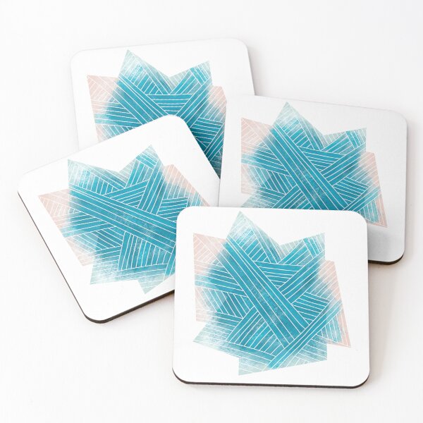 Item preview, Abstract shapes blue stripes designed and sold by ChallaDesign.