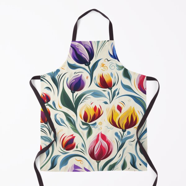 Item preview, Colorful fantasy pattern black white red green yellow blue purple ornaments tulips designed and sold by G-M-Designs.