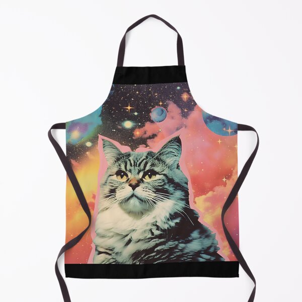 Item preview, Collage Style Gray Fluffy Cat and Cosmic Landscape with Planets, Nebula, Starry Night Sky and Shining Stars designed and sold by Je-we.