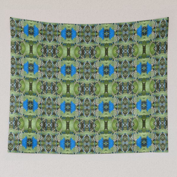 Item preview, Blue Fenced Greenery Photo Pattern designed and sold by vallisrowe.
