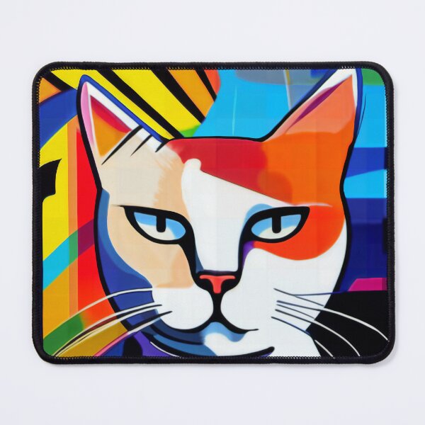 Item preview, Pop Art Cat Bright Colors and a White Kitty designed and sold by catsplaysports.