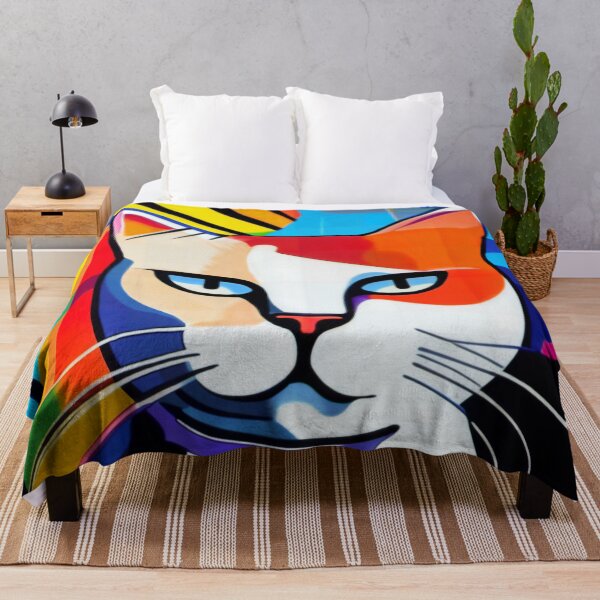 Item preview, Pop Art Cat Bright Colors and a White Kitty designed and sold by catsplaysports.
