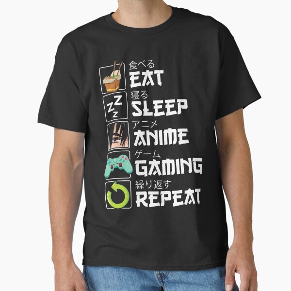 Aperçu de l'œuvre Manger Dormir Anime Gaming Répéter Kawaii Otaku Anime Manga créée et vendue par Arigue.