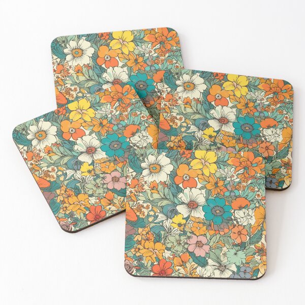 Item preview, Retro Psychedelic Flowers - Watercolor Floral Pattern designed and sold by Just-Flowers.