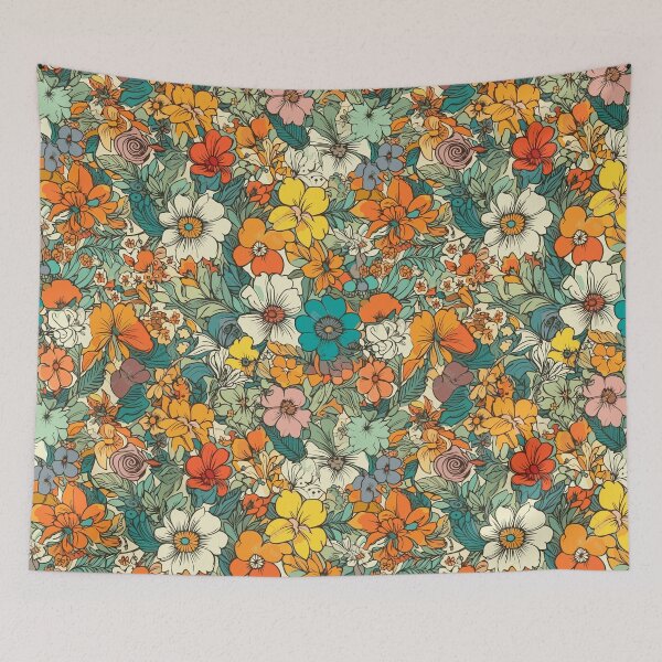 Item preview, Retro Psychedelic Flowers - Watercolor Floral Pattern designed and sold by Just-Flowers.