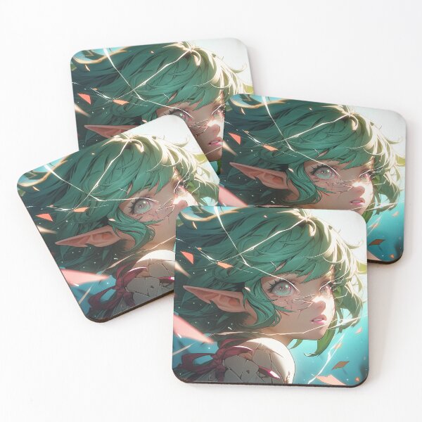 Item preview, Cute Glass Shatter Teal Anime Elf designed and sold by bubblegoth.