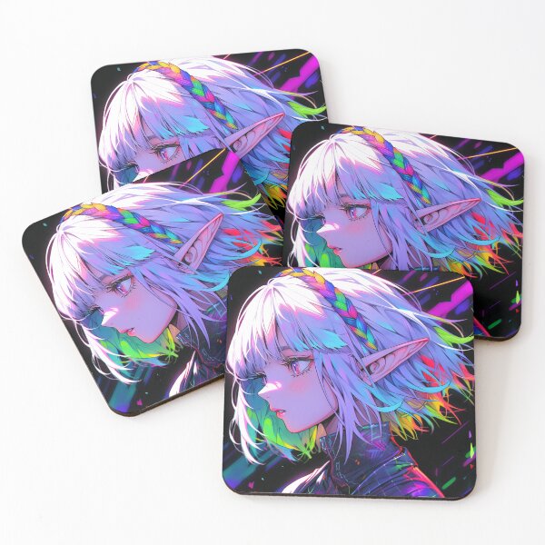 Item preview, Beautiful Neon Rainbow Elf Anime Girl designed and sold by bubblegoth.