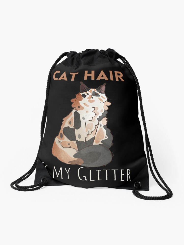 Thumbnail 1 of 3, Drawstring Bag, Cat Hair is my Glitter - Calico Maine Coon Cat designed and sold by FelineEmporium.
