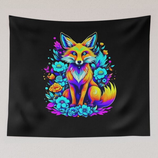 Item preview, Cute Fox with flowers, psychedelic style, colorful designed and sold by All Year Round.