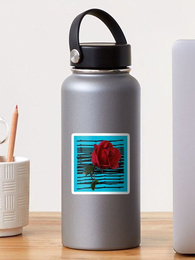 Thumbnail 1 of 3, Sticker, Red Rose x Blue Background designed and sold by Stirly.