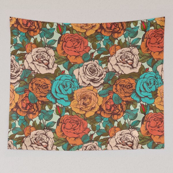 Item preview, Retro Psychedelic Roses - Watercolor Floral Pattern designed and sold by Just-Flowers.