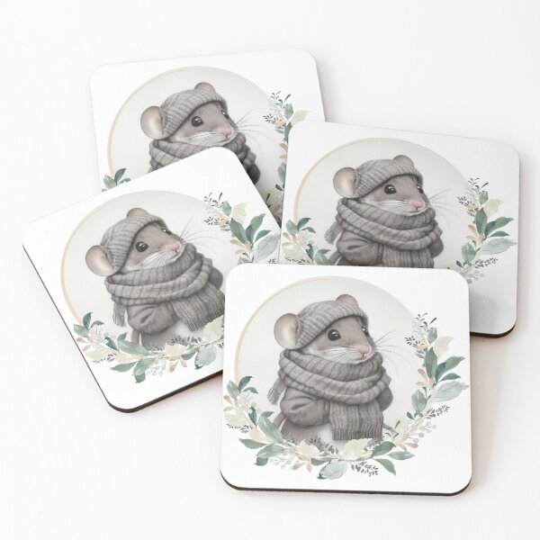 Item preview, Winter Mouse in a Scarf Vintage Style designed and sold by sassandsun.