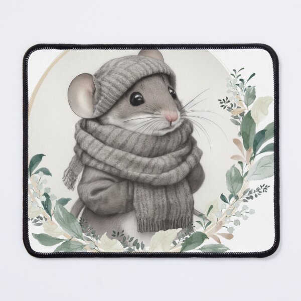 Item preview, Winter Mouse in a Scarf Vintage Style designed and sold by sassandsun.