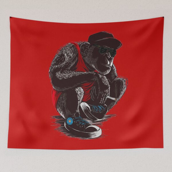 Item preview, GANGSTA CHIMP THINKING  WHATS GOIN DOWN MAN WITH YOU designed and sold by THE AMERICAN TEEVANGELIST.