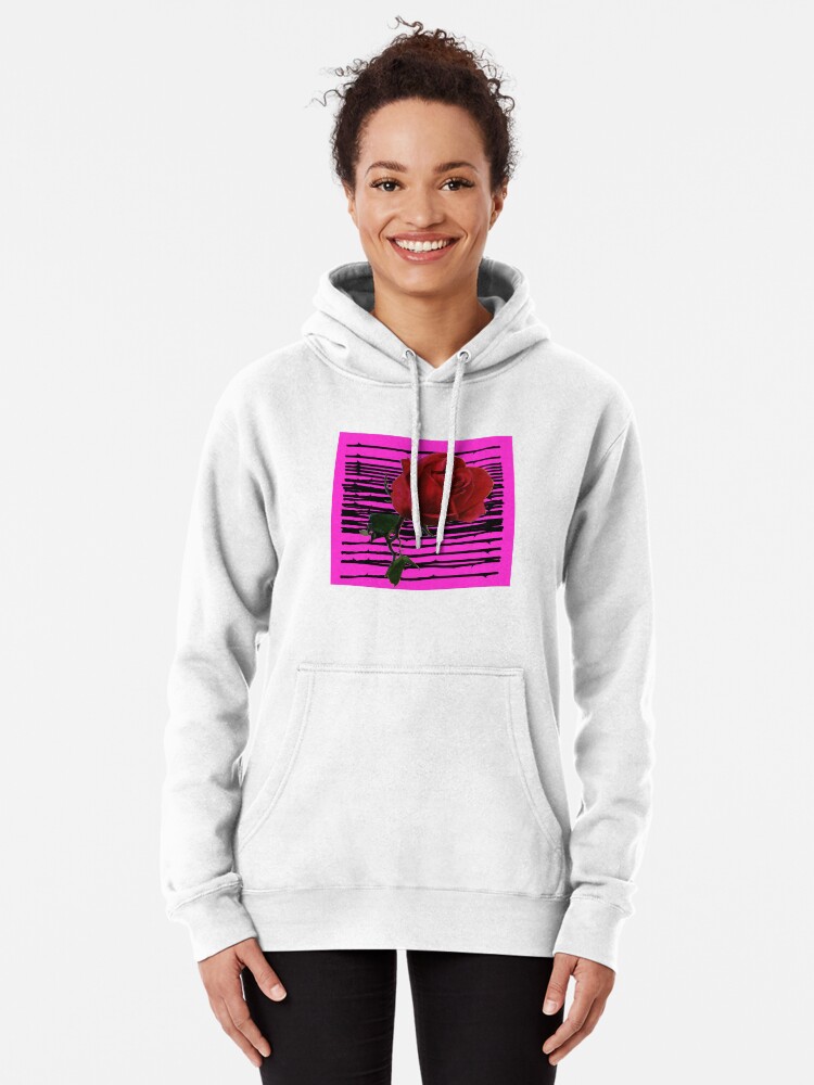 Thumbnail 2 of 5, Pullover Hoodie, Rose x Magenta Background designed and sold by Stirly.