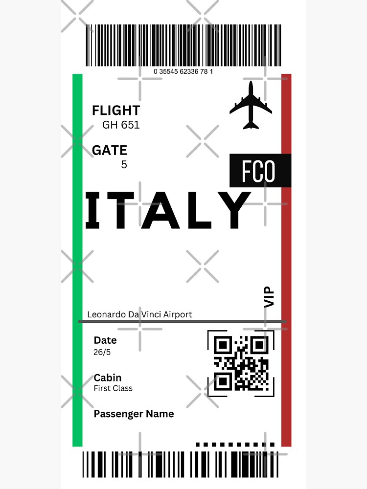 Blank plane ticket -  Italia