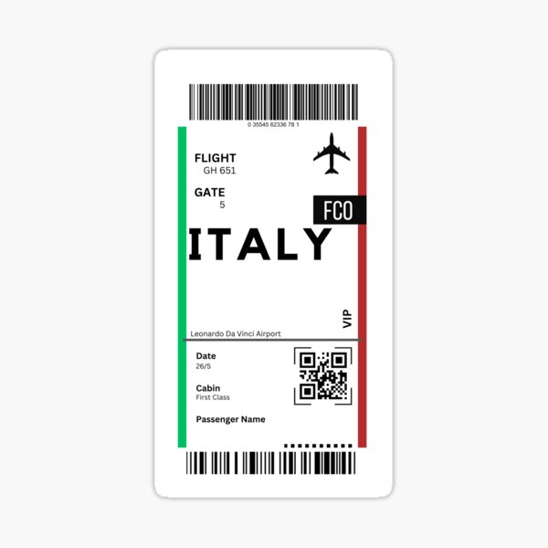 Item preview, An Italy Airplane Boarding Pass designed and sold by RoamInk.