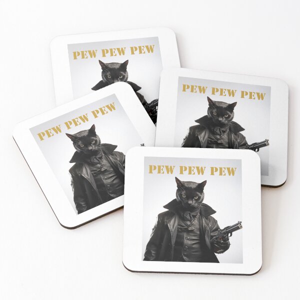 Item preview, Angry black cat with a gun, pew pew pew!! designed and sold by Mikakujumi.