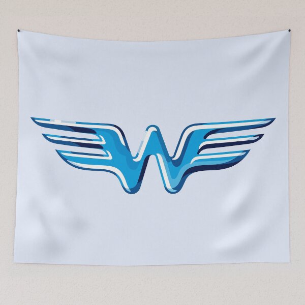 Item preview, Letter W Flying Bird Wings with Embossed sparkling Metallic Effect designed and sold by Wiggly Lines.