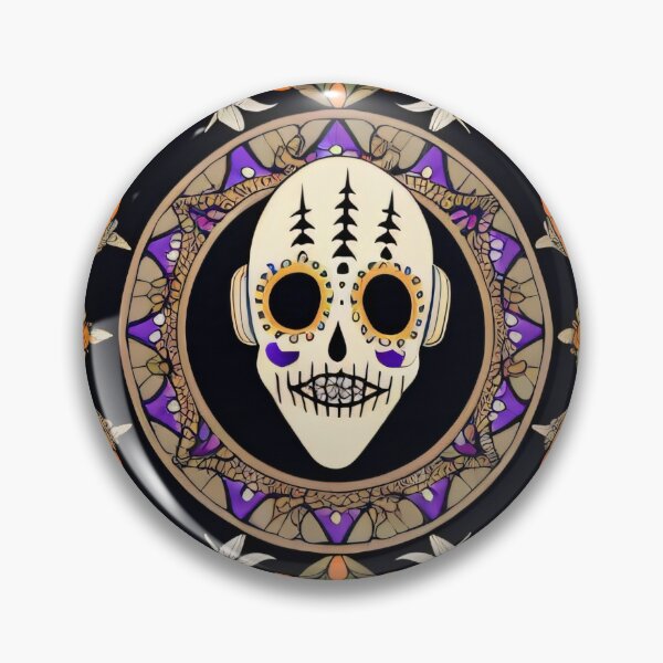 Item preview, Voodoo Witch Doctor Shrunken Head Halloween Vintage Illustration Bones Print Pattern designed and sold by CoffeeIsATrip.