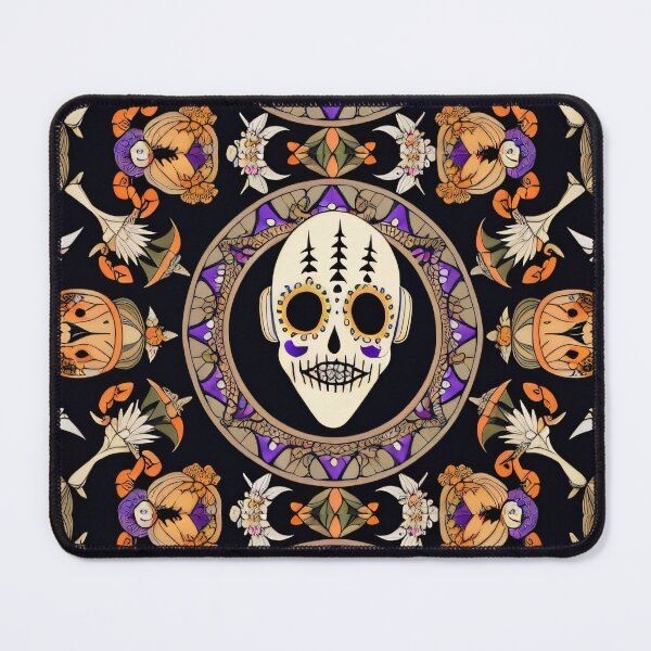 Item preview, Voodoo Witch Doctor Shrunken Head Halloween Vintage Illustration Bones Print Pattern designed and sold by CoffeeIsATrip.