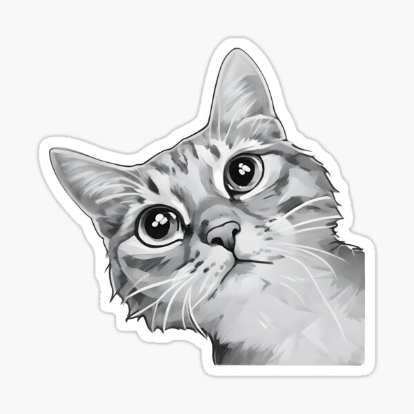 Cute Cat Sneak Peak Sticker for iOS & Android