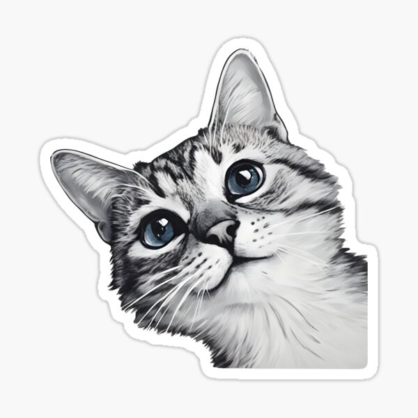 Cute Cat Sneak Peak Sticker for iOS & Android