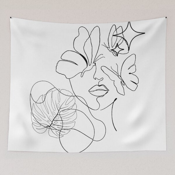 Item preview, Plant Girl Preppy Y2K Neutral Bohemian Line Art designed and sold by Yellowriversss.