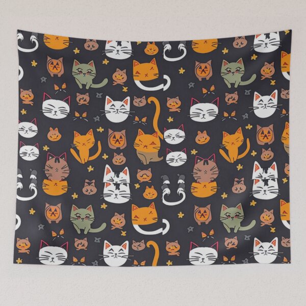 Item preview, Whisker's Haunt: Chilling Cat Pattern designed and sold by orchidgd.